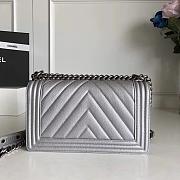Forubags Chanel Caviar Chevron Quilted Medium Boy Silver Bag With Retro silver - 5