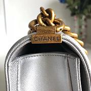 Forubags Chanel Caviar Chevron Quilted Medium Boy Silver Bag With Retro gold - 6