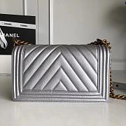 Forubags Chanel Caviar Chevron Quilted Medium Boy Silver Bag With Retro gold - 4