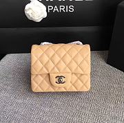 Forubags Chanel Mini Flap Beige Bag Lambskin Leather With Silver Hardware 17CM - 1