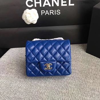 Forubags Chanel Mini Flap Blue Bag Lambskin Leather With Silver Hardware 17CM