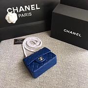 Forubags Chanel Mini Flap Blue Bag Lambskin Leather With Silver Hardware 17CM - 3