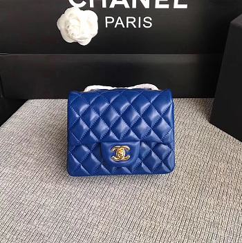 Forubags Chanel Mini Flap Blue Bag Lambskin Leather With Gold Hardware 17CM