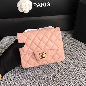 Forubags Chanel Mini Flap Pink Bag Lambskin Leather With Gold Hardware