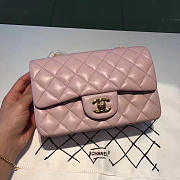 Chanel Classic Flap Bag Pink Lambskin Leather Gold Hardware 20cm - 1