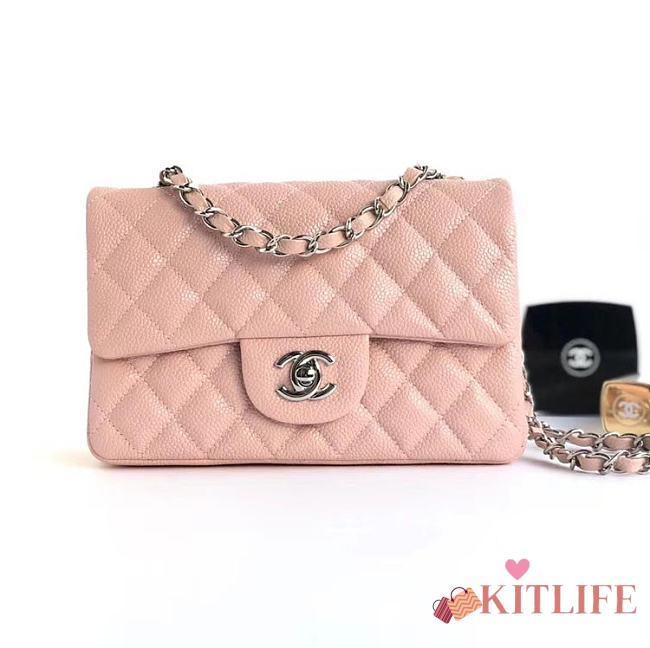 Forubags Chanel Classic Flap Bag Pink Caviar Leather Sliver&Gold Hardware 20cm - 1