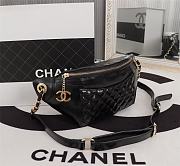 Chanel Front Pocket Waist Bag Black Quilted Calfskin leather - 2