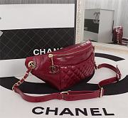 Chanel Front Pocket Waist Bag Red Quilted Calfskin leather - 4