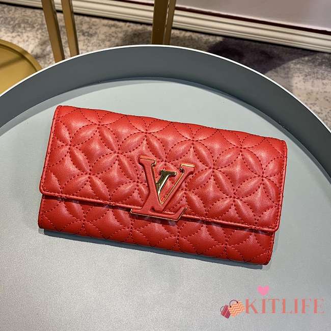 LOUIS VUITTON CAPUCINES WALLET RED - 1
