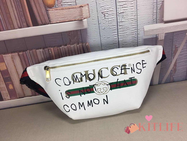 Forubags Gucci White Leather With Print Belt Bag - 1