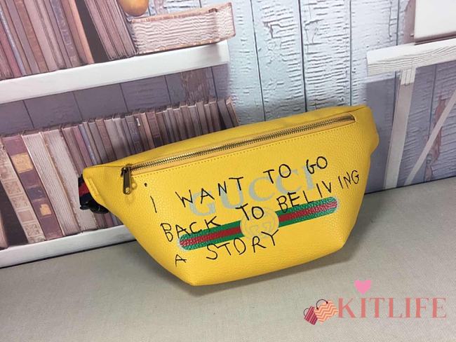 Forubags Gucci Yellow Leather With Print Belt Bag - 1