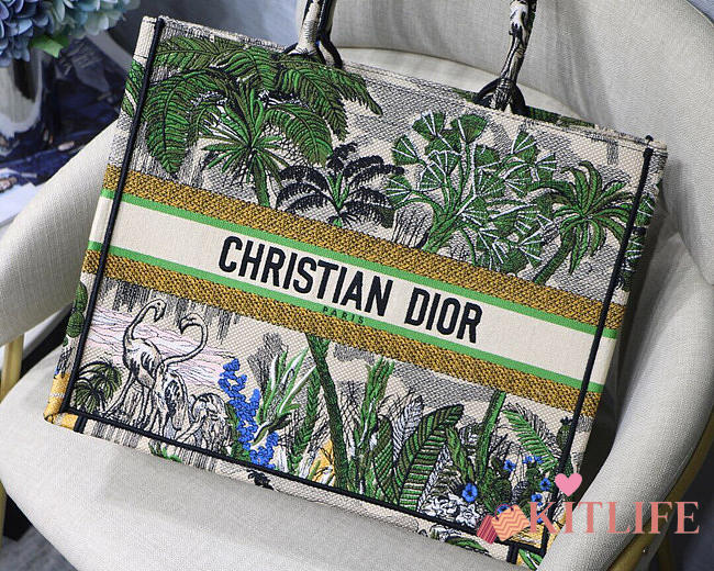 Forubags12 Dior Colored Jacquard Canvas Book Tote 42*32*5cm - 1