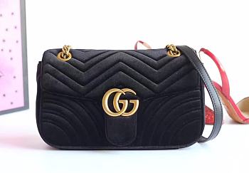 Forubags Gucci GG Marmont Black velvet small bag 25.5x15x7cm