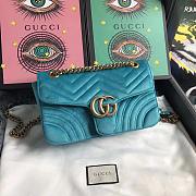 Forubags Gucci GG Marmont Blue Velvet small Bag style 443497 size 25.5x15x7cm - 1