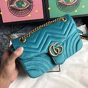 Forubags Gucci GG Marmont Blue Velvet small Bag style 443497 size 25.5x15x7cm - 3