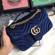 Forubags Gucci GG Marmont Dark Blue Velvet small Bag style 443497 size 25.5x15x7cm - 4