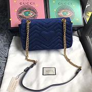 Forubags Gucci GG Marmont Dark Blue Velvet small Bag style 443497 size 25.5x15x7cm - 3