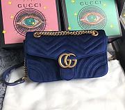 Forubags Gucci GG Marmont Dark Blue Velvet small Bag style 443497 size 25.5x15x7cm - 1