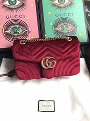 Forubags Gucci GG Marmont Red Velvet small Bag style 443497 size 25.5x15x7cm - 1
