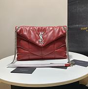 YSL LOULOU PUFFER LAMBSKIN BAG IN RED 577476 29x17x11CM - 1