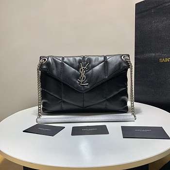 YSL LOULOU PUFFER LAMBSKIN BAG IN BLACK 577476 29x17x11CM