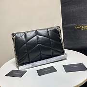 YSL LOULOU PUFFER LAMBSKIN BAG IN BLACK 577476 29x17x11CM - 4