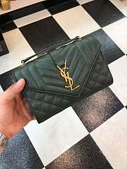 Forubags YSL green caviar Leather Small envelope bag 21x13x6cm - 3