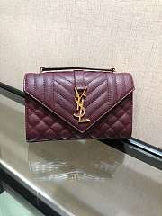 Forubags YSL burgundy caviar Leather Small envelope bag 21x13x6cm - 1