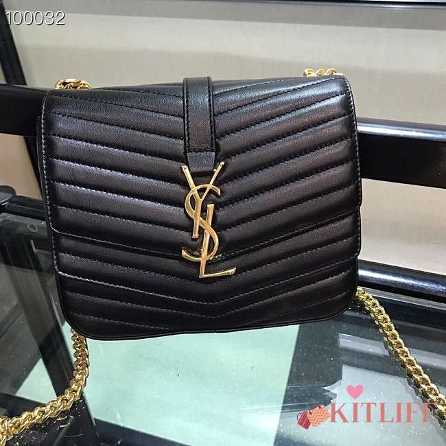 SAINT LAURENT SULPICE SMALL IN BLACK MATELASSÉ LAMBSKIN MONOGRAM BAG - 1