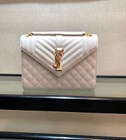 Forubags Saint Laurent Cavair Calfskin Chain Bag In White With Gold Hardware 24*17.5*7cm - 1