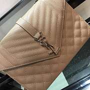 Forubags Saint Laurent Cavair Calfskin Chain Bag In Beige With Silver Hardware 24*17.5*7cm - 5