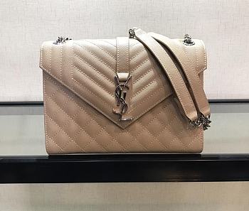 Forubags Saint Laurent Cavair Calfskin Chain Bag In Beige With Silver Hardware 24*17.5*7cm