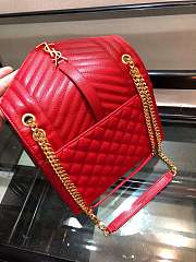 Forubags Saint Laurent Cavair Calfskin Chain Bag In Red With Gold Hardware 24*17.5*7cm - 5