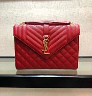 Forubags Saint Laurent Cavair Calfskin Chain Bag In Red With Gold Hardware 24*17.5*7cm - 1