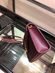 Forubags Saint Laurent Cavair Calfskin Chain Bag In Burgundy With Gold Hardware 24*17.5*7cm - 3