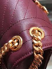 Forubags Saint Laurent Cavair Calfskin Chain Bag In Burgundy With Gold Hardware 24*17.5*7cm - 4