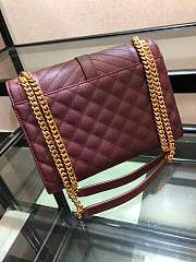 Forubags Saint Laurent Cavair Calfskin Chain Bag In Burgundy With Gold Hardware 24*17.5*7cm - 5