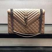 YSL ENVELOPE LARGE BAG IN GRAIN BEIGE LEATHER SILVER HARDWARE 31*22*7.5CM - 1