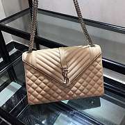 YSL ENVELOPE LARGE BAG IN GRAIN BEIGE LEATHER SILVER HARDWARE 31*22*7.5CM - 2