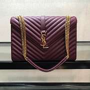 YSL COLLEGE LARGE BAG IN GRAIN BURGUNDY LEATHER GOLD HARDWARE 31*22*7.5CM  - 1