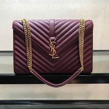 YSL COLLEGE LARGE BAG IN GRAIN BURGUNDY LEATHER GOLD HARDWARE 31*22*7.5CM 