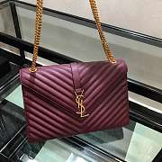 YSL COLLEGE LARGE BAG IN GRAIN BURGUNDY LEATHER GOLD HARDWARE 31*22*7.5CM  - 4