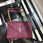 YSL COLLEGE LARGE BAG IN GRAIN BURGUNDY LEATHER GOLD HARDWARE 31*22*7.5CM  - 5