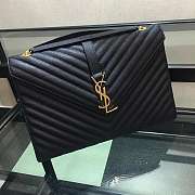 YSL COLLEGE LARGE BAG IN GRAIN BLACK LEATHER GOLD HARDWARE 31*22*7.5CM - 3