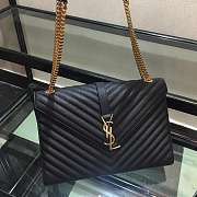 YSL COLLEGE LARGE BAG IN GRAIN BLACK LEATHER GOLD HARDWARE 31*22*7.5CM - 5