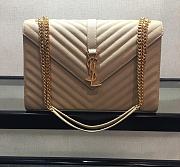 YSL COLLEGE LARGE BAG IN GRAIN BEIGE LEATHER GOLD HARDWARE 31*22*7.5CM - 1