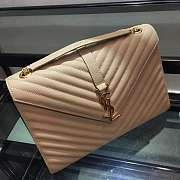 YSL COLLEGE LARGE BAG IN GRAIN BEIGE LEATHER GOLD HARDWARE 31*22*7.5CM - 5