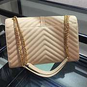 YSL COLLEGE LARGE BAG IN GRAIN BEIGE LEATHER GOLD HARDWARE 31*22*7.5CM - 4