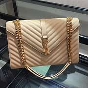 YSL COLLEGE LARGE BAG IN GRAIN BEIGE LEATHER GOLD HARDWARE 31*22*7.5CM - 6