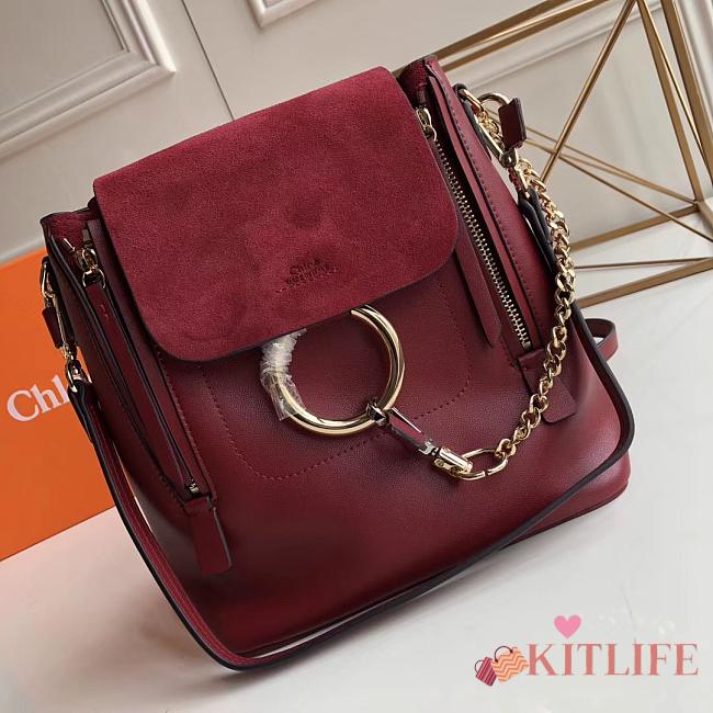 Forubags Chloe Faye Backpack In Burgundy 22*25*13cm - 1